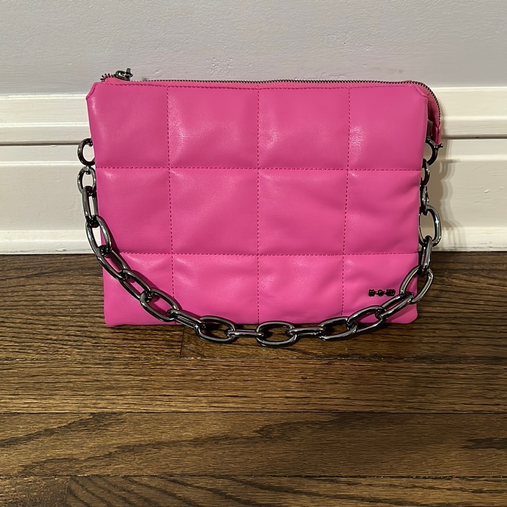 House Of Want Pink Vegan Leather Shoulder Bag with Removable Chain Strap